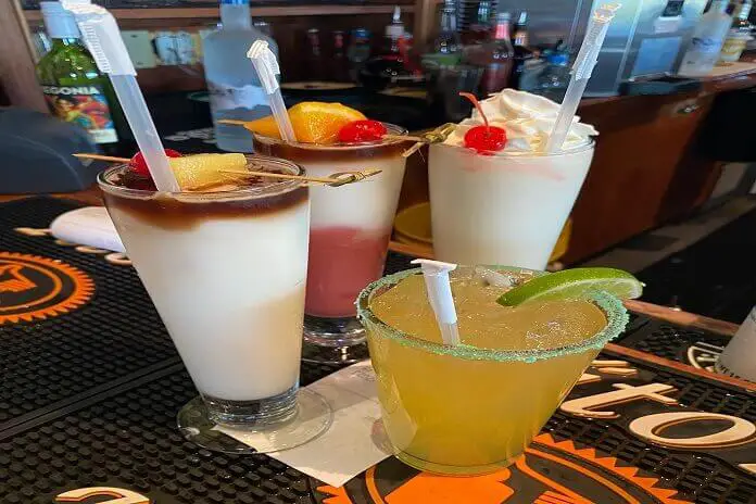 Variety of cocktails at Rumrunner that is best Waterfront Restaurants in Fort Myers