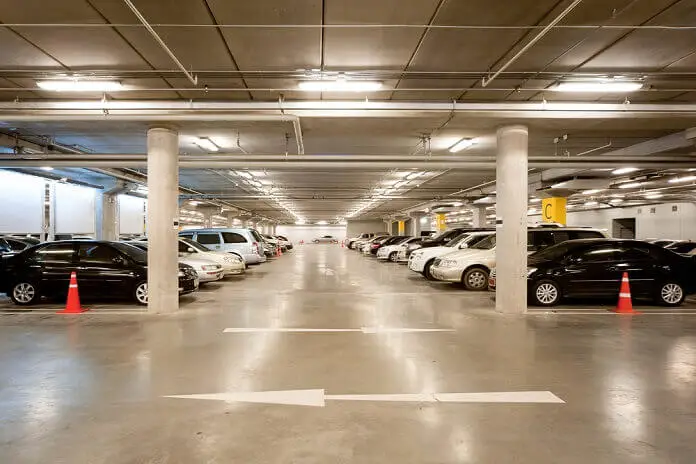 Indoor car parking garage of hotel near airport