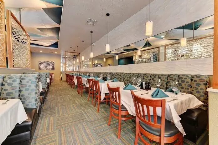 Dining area of Duval's Fresh. Local. Seafood