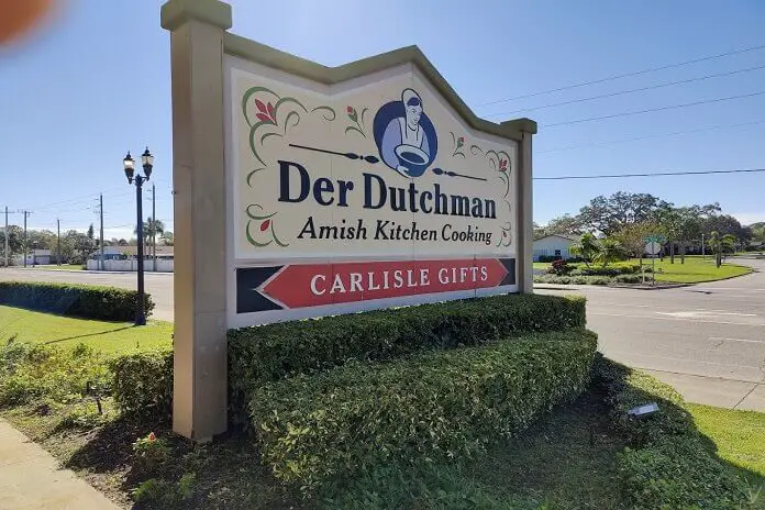 Sign board of Der Dutchman restaurant in Sarasota Florida
