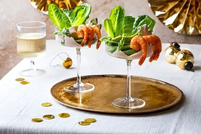 Shrimp cocktail in martini glass